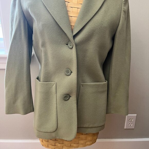 Vintage Pale Moss Green Wool/Cashmere Daniel Hechter Petites Blazer, Size Small - Picture 2 of 8
